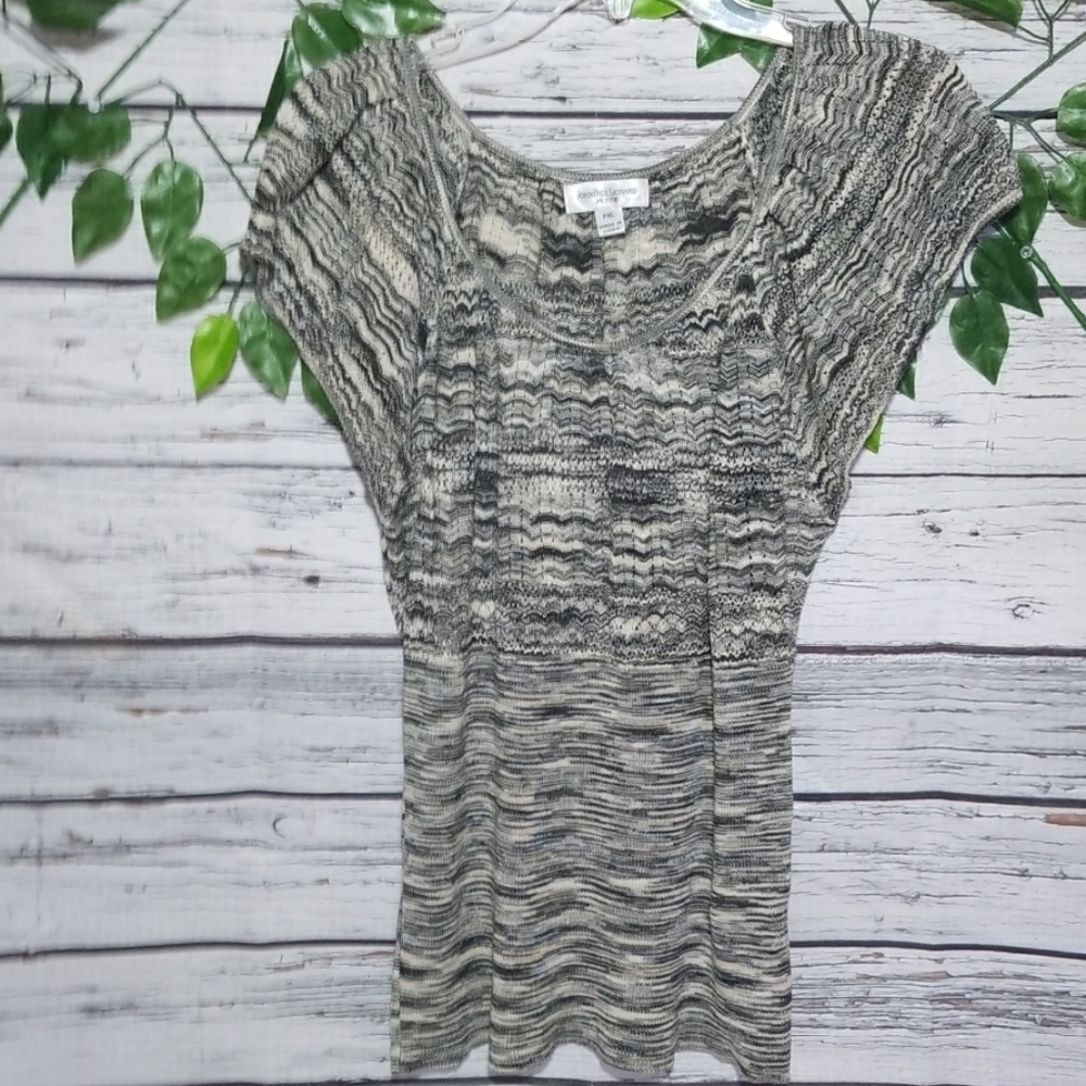 JohnPaulRichard sweater knit scoop neck short sleeve blouse top sz XL petite